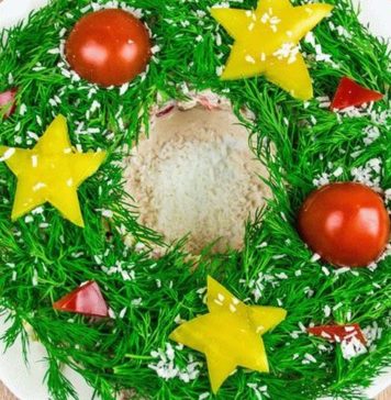 10 нестандартных решений новогоднего салата оливье: креативное оформление классического рецепта олоивье в форме рождественского венка